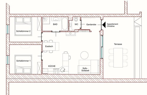 Neusiedl am See Apartment | 4 App. Christine, Bad + Dusche, WC, 2 Schafräume - Pannonia Appartements
