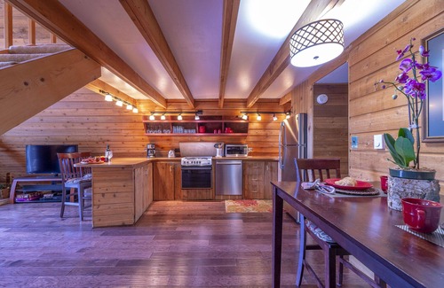 South Forty House | A-Frame Cabin On The Blue River, Big Deck, Fishing, Easy Drive to Town