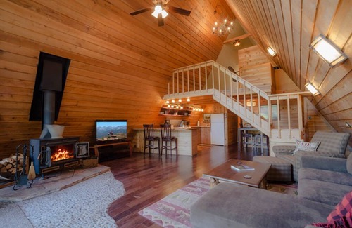 South Forty House | A-Frame Cabin On The Blue River, Big Deck, Fishing, Easy Drive to Town
