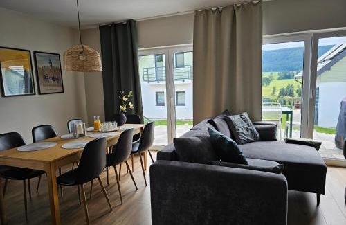 Lasowka Villa | All Season Klimatyzowany dom przy szlaku z prywatnym tarasem i widokiem na Góry Orlickie - Sudety Sauna&Jacuzzi, Skalne Miasto