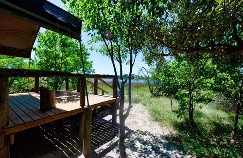Maun Cabin | Amazing view on the river from your tent to the Okavango Delta