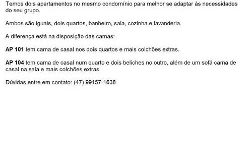 Agua Verde Apartment | Apartamento inteiro 2 quartos mobiliado