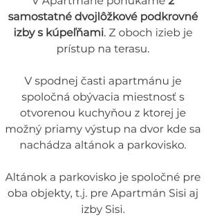 Hrabusice Apartment | Apartmán Sisi