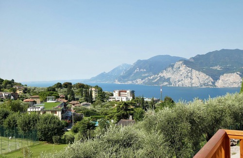 Malcesine Apartment | Apartment balcony view, heated swimming pool, air conditioning,parking area