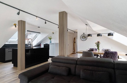 Rheinau Apartment | Apartment 'Moderne Offene Dachgeschoßwohnung' with Shared Pool, Shared Garden and Wi-Fi