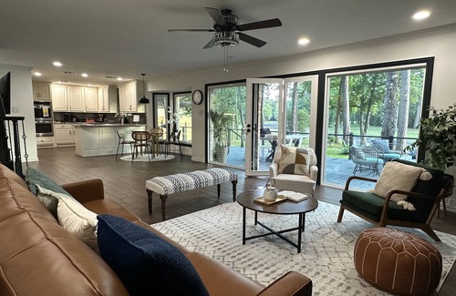 Conroe House | Beautiful Deck with Golf Course View/Game Room/Fire Pit