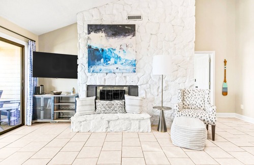 Surfside Beach Condo | Beautiful home across from beach with pool, central AC, balcony & washer/dryer