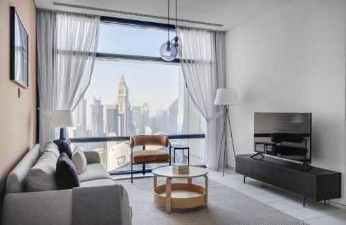 DIFC Apartment | Blueground DIFC indoor pool fitness center DXB-1515