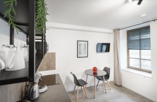 Mettingen Apartment | Boardinghaus Grünefeld W1 - Schöne Serviced Apartments - Küche - Smart TV - P - Rainshower