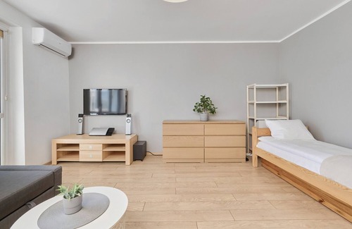 Wilda Apartment | Bright Studio Dolna Wilda for 3 Guests with Home Cinema & Library
