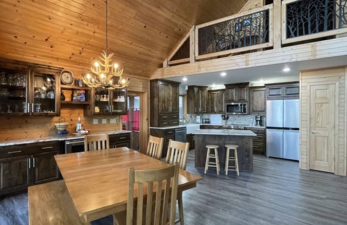 Webster Ski Chalet | Cedar Chalet with Hot Tub on Devils Lake, Webster, WI