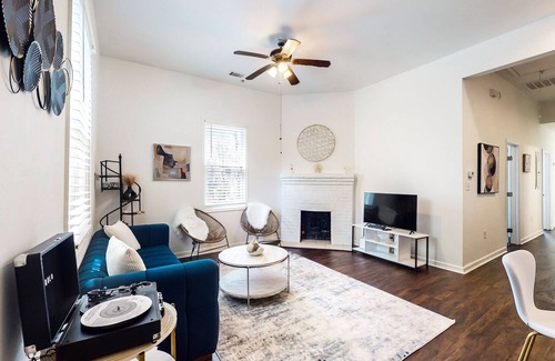 Thunderbolt House | Chic home in a great location with firepit, smart TVs, kitchens, & central air