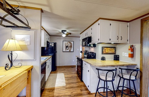 McHenry Cabin | Dog-friendly cabin close to lake/skiing with firepit, deck, fireplace, & W/D