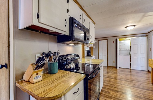McHenry Cabin | Dog-friendly cabin close to lake/skiing with firepit, deck, fireplace, & W/D