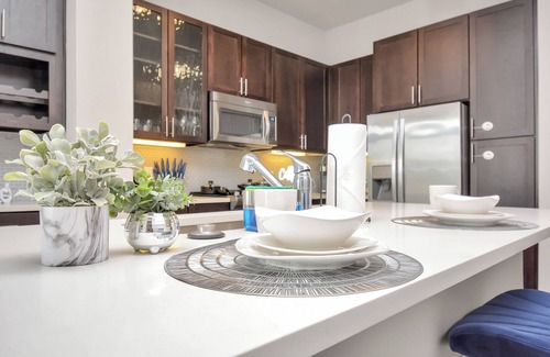 South Central Houston Apartment | Downtown Elegance: Upscale Hideaway/King Bed/Free Garage Parking