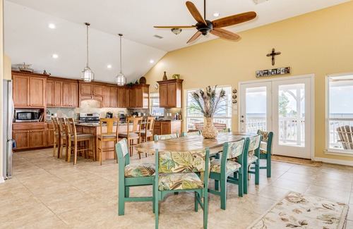 Dickinson House | Exquisite oceanfront home with pier, easy fishing, balcony, lovely views & deck