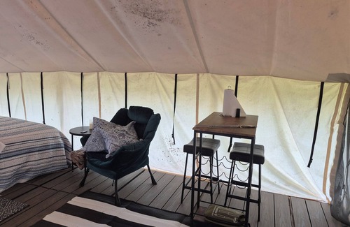 Douglas County RV Rental | Family Glamping Tent in Relaxing Campground in West Omaha