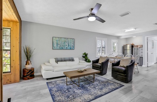 Amelia City House | Gorgeous coastal getaway with large yard, firepit, & screened porch