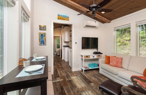 Robbinsville Cottage | High Hollow Cottage: Modern Tiny Home with Hot Tub and Fire Pit