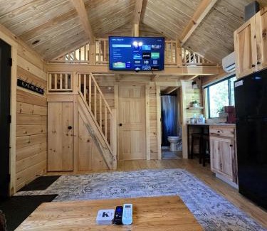 Bath House | Incredible Modern Tiny Log Cabin near the Ammonoosuc River for a Romantic Getaway in New Hampshire