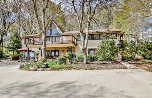 Six Mile House | Lakefront Keowee home w open water views + private dock, boat ramp & fire pit