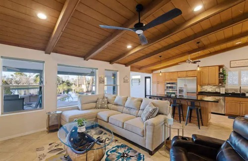 Dobson Ranch Villa | Lakefront Villa, Heated/Chilled Pool + 8‑Seat Spa, Kayaks, Office, Sleeps 9