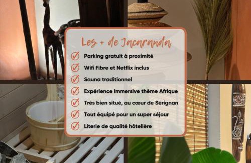 Serignan Apartment | Le Jacaranda - Suite africaine - Sauna & Netflix