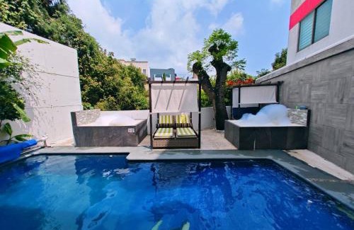 Jimenez Apartment | Loft lujo estilo y diseño, alberca climatizada y cama de alberca, Cuernavaca somos los únicos en ofrecerte 2 jacuzzis para tu uso personal y exclusivo con agua caliente y sistema de hidromasaje tipo Spa, terraza privada y asador de carbon