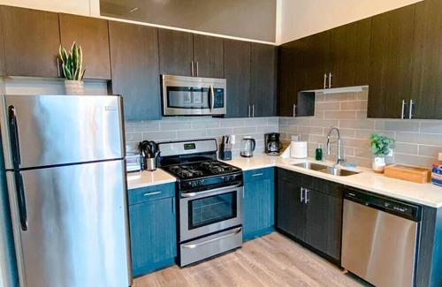 Near South Side Apartment | Luxe 2BR Unit with Gym, Patio, & Skyline Views Near McCormick Place & Lakefront