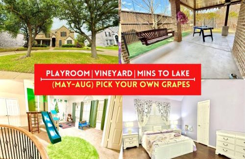 Rowlett House | Luxury 5BR Retreat, Kid's Playroom! Near Lake Hubbard, Vineyard Views