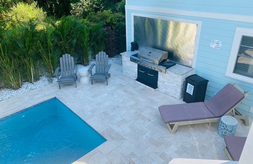 Pass-a-Grille House | Luxury Key West Style Home on Historic Pass-A-Grille Beach Pool BBQ