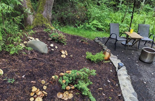 Sequim RV Rental | Madrona Glamping Tent with heater and fridge.