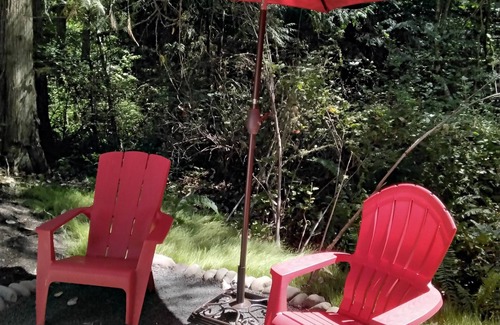 Sequim RV Rental | Madrona Glamping Tent with heater and fridge.