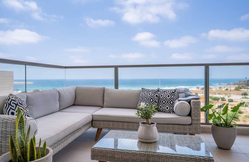 Nahariya Apartment | Mini Penthouse 3BR | Huge Balcony | Open SeaView