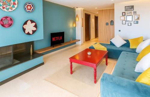Agdal Apartment | Modern - Moroccan 2BR with Panoramic Pool View