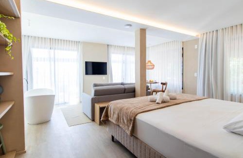 Sambaqui Apartment | Modernidade com banheira e vista para o mar TJ1437