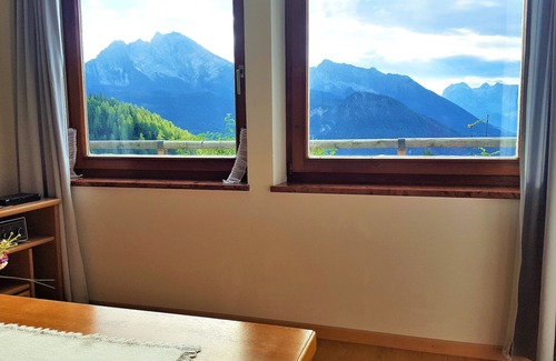 Schoenau am Koenigssee Apartment | Mountain panorama with a view of the valley, totally alpine pasture landscape