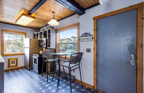 Wildernest Condo | Mountain-view condo in central location with wood stove