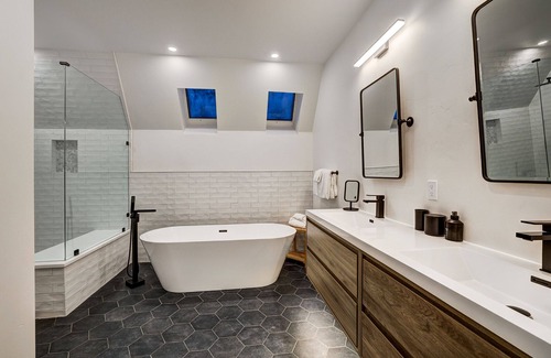 Blue River Cabin | NEW Breckhaus A-Frame: Unique Luxe Design, Hot Tub, WOW Views, TWO Primary Suites