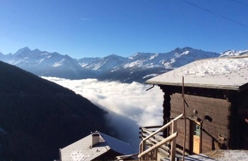 Chandolin Ski Chalet | Outside : 2-storey flat in a typical chalet in Chandolin, for 5 persons, beautiful terrace with nice