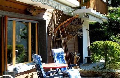 Chandolin Apartment | Outside : flat in Chandolin, for 2-4 persons, on the ground floor of an apartment house, terrace wit