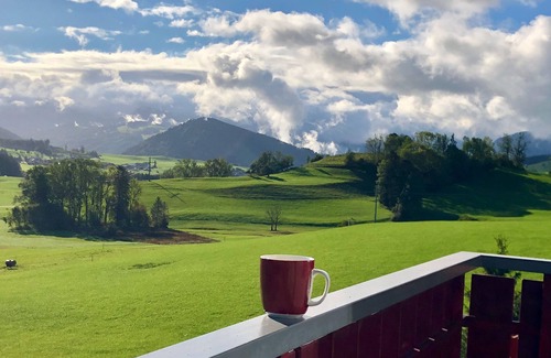Stiefenhofen Apartment | Panoramic view with 2 balconies and Swedish stove