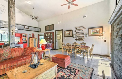 San Antonio Cabin | Peaceful,Country Cabin in Helotes: Fire Pit under an Umbrella of Huge Oaks