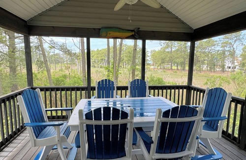 Piney Island House | Piney Island Getaway - Waterview home - SC Porch LINENS AND TOWELS PROVIDED