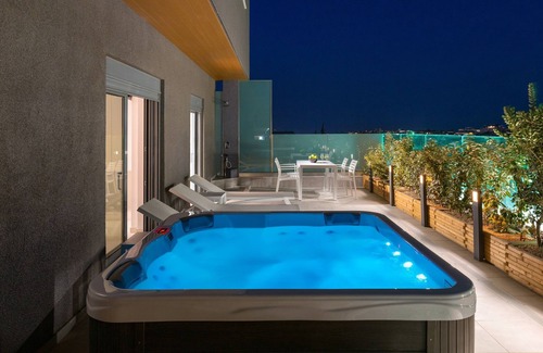 Petaloudes Apartment | Rhodes Skyline Suite - 1 Bedroom with OutDoor jacuzzi and Sea View