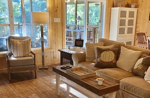 Townsend House | River Front: Cottage on Little River, screened back porch, fire pit by river