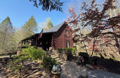 Epworth Cabin | Riverbend Cabin Waterfront dining & Trout Fishing with available guest cabin