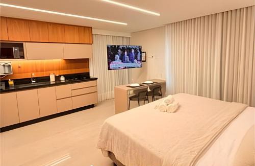 Goiania Apartment | RTM12 - Flat Cama SuperKing Cozinha Completa e Varanda