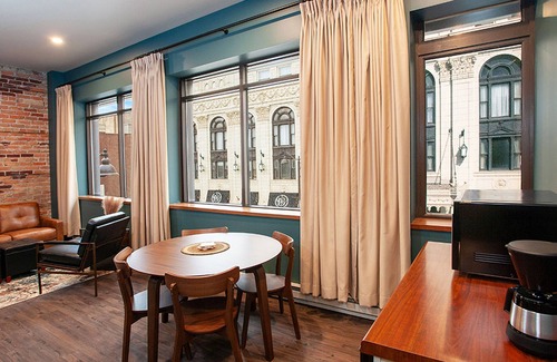Downtown - Waterfront Apartment | Street View Queen Suite - Spectacular Views of Downtown Duluth's Superior Street