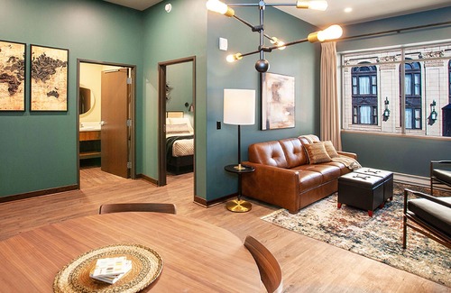 Downtown - Waterfront Apartment | Street View Queen Suite - Spectacular Views of Downtown Duluth's Superior Street
